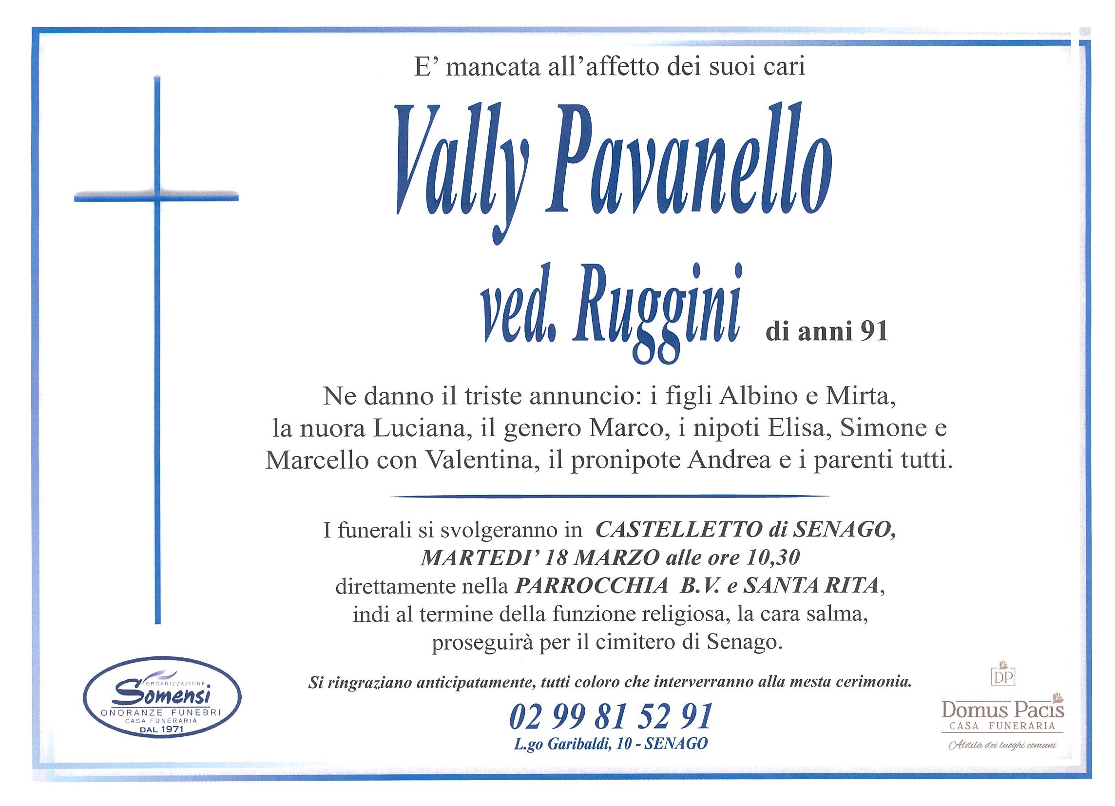Vally Pavanello di anni 91