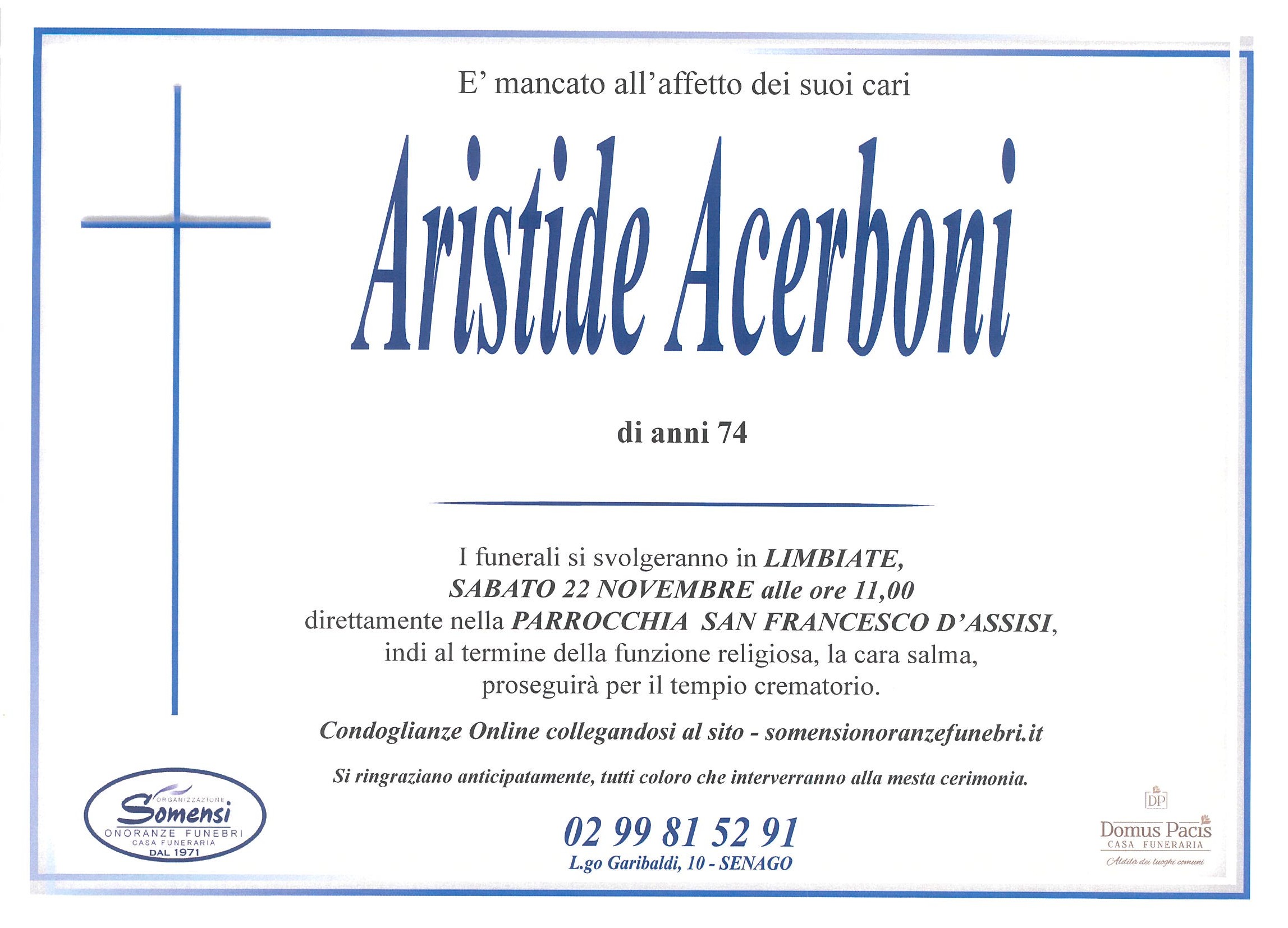 Aristide Acerboni di anni 74