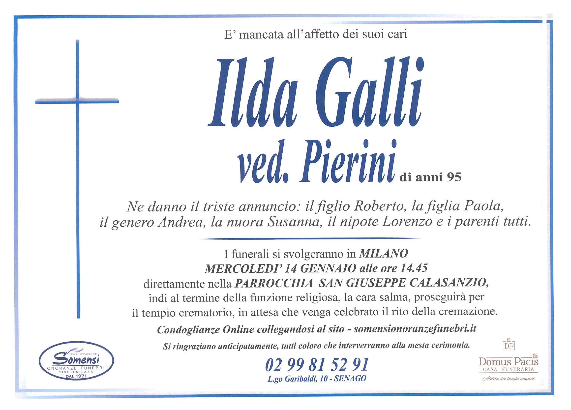 Galli Ilda ved. Pierini di anni 95